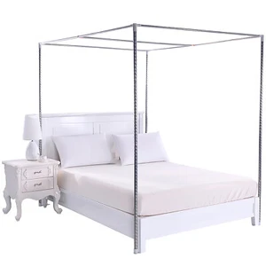 Stainless Steel Bed Mosquito Netting Canopy Frame Post 4 Corner Queen Size - Picture 1 of 12