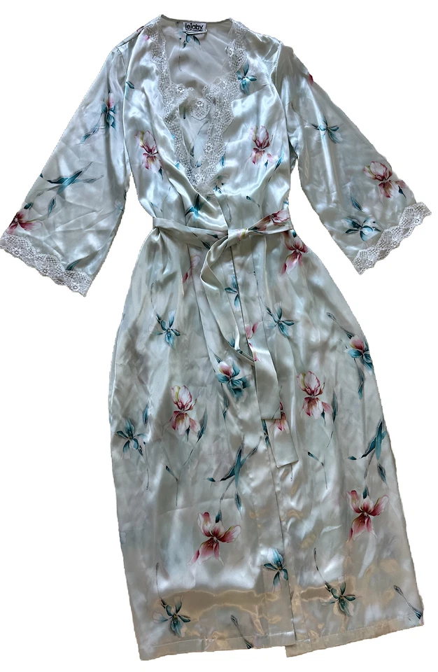 Lejaby Paris Floral Nightgown Kimono Robe Set Wmn Sz M Lingerie Sexy Lace READ - Image 1 of 4