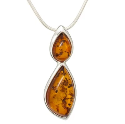 NATURAL BALTIC AMBER Jewellery Gemstone STERLING SILVER 925 PENDANT NECKLACE - Image 1 of 4