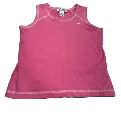De Colección Lilly Pulitzer Niñas Jóvenes 6X Rosa Tanque Palmera Bordado Playa Foto 1 de 4