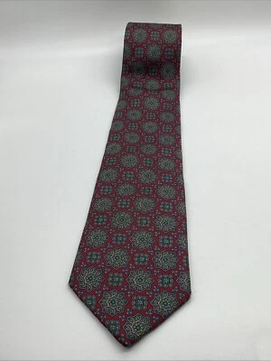 Corbata de seda Claybrooke vintage roja geométrica para hombre hecha en EE. UU. seda importada Foto 1 de 3
