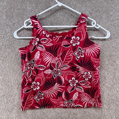 White Stag Tee Women's Top Size XL Red White Sleeveless Floral Pullover - Image 1 of 4