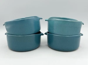 4 Vtg Bennington Potters Teal Blue Yusuke Aida Gil Lugged Soup Cereal Bowls 1641 - Picture 1 of 8