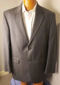 Ralph Lauren Chaps Grey Pinstripe 2 Piece Suit 44L Pants 36x34 - Picture 1 of 19