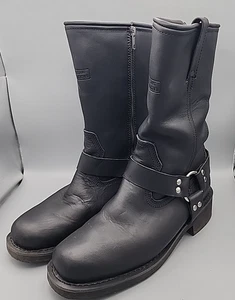 RideTecs Men's 9.5  Waterproof Harness Boot Leather Motorcycle Biker Black 1446 - Picture 1 of 18