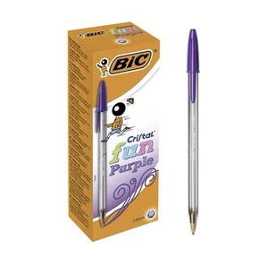 BIC Cristal Fun Ballpoint 1,6mm Pens in Purple (Pack of 20) - Picture 1 of 1