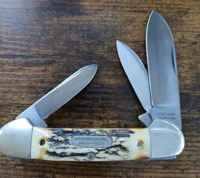 "Cuchillo plegable Parker-frost 3 5/8"" con mango de hueso" Foto 1 de 4