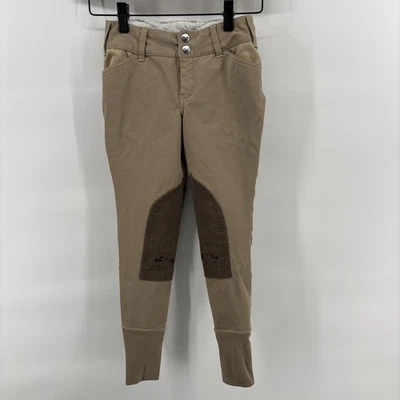 Pantalones ecuestres Equine Couture juveniles talla 8 caqui Coolmax Champion parches Foto 1 de 4