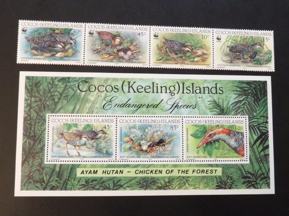 COCOS KEELING ISLANDS SCOTT #262-263 VARIAS AVES TIRA RECUERDO MNH JUEGO DE 2 Foto 1 de 1