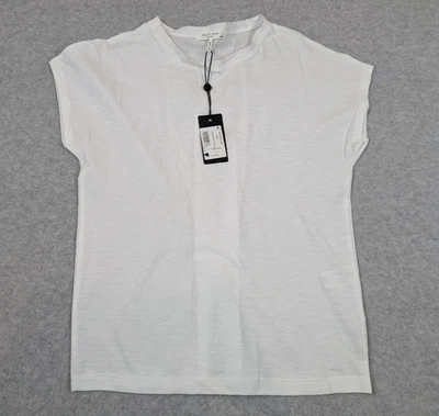 Rag & Bone Women Top XS NWT Slub Pleated Tee Tshirt Mix Media Staple Pima Cotton - Image 1 of 4