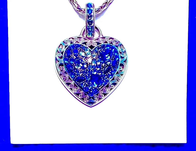 BRIGHTON CRISTAL VIAJE TONOS AZULES CRISTAL SWAROVSKI CRISTAL SLV CORAZÓN COLLAR NUEVO CON ETIQUETAS+BOLSO✨VTG Foto 1 de 4