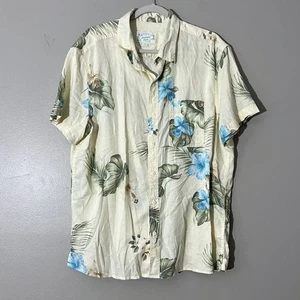 Camisa de resort American Eagle tropical con botones amarillo pálido floral para hombre XL - Imagen 1 de 4