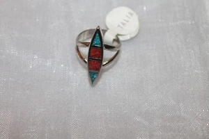 Decorative Ring - Teal / Turquoise & Silver - Size 6 - Picture 1 of 4