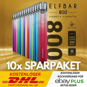 10x ELFBAR 800 E-Zigarette E-Shisha Sparpaket mit 20mg Nikotin I Vape Nic Salt - Bild 1 von 26