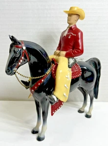 Vintage Hartland rotes Hemd Cowboy mit schwarzem Pferd mit Ersatzhut ohne Karton - Bild 1 von 24