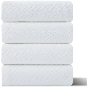 4 Pack Large Bath Towels Set 35"x70" White Oversized Bath Sheet Chair Towels,... - Picture 1 of 8