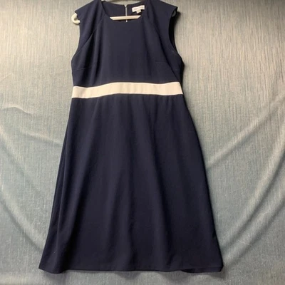 Vestido vaquero para mujer Calvin Klein talla 12 azul sin mangas blanco a rayas poliéster Foto 1 de 4