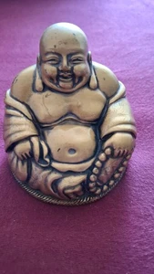 Buddha Figur, klein, schwer, goldfarben, ca. 8,5 cm hoch, Durchmesser ca. 9cm - Bild 1 von 2