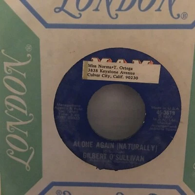 GILBERT O'SULLIVAN * 45 * Alone Again, Naturally * 1972 - Image 1 of 2