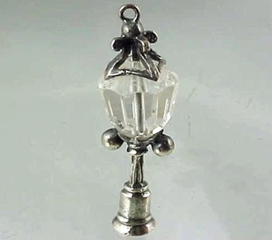Vintage UK Sterling Silver Faceted Crystal Lampost Lamp Charm - Picture 1 of 3