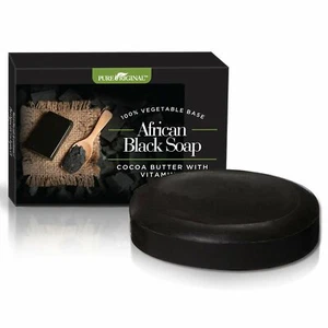 African Black Soap Bar 100% Pure, Natural, Organic, & Vegetable Based (3.5 Oz.) - Picture 1 of 4