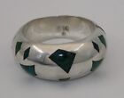 Early Los Ballesteros Chrysocolla Inlay Sterling Silver Bracelet Taxco 101.7 gr