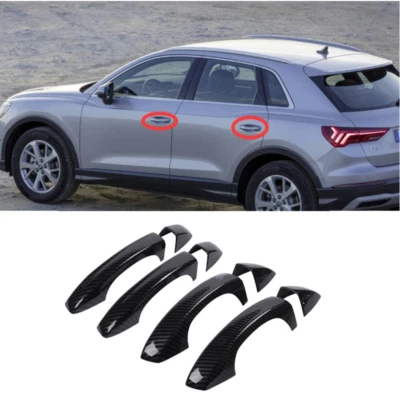 Cubierta de manija de puerta exterior lateral de fibra de carbono para Audi Q3 2019-2023 8 piezas Foto 1 de 4