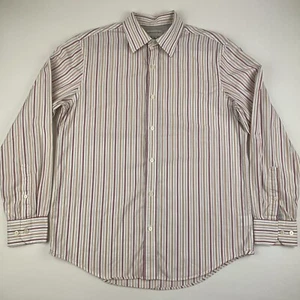 Banana Republic Retro Red Yellow Stripe LS Button Down Shirt Medium 15-15.5 - Picture 1 of 6