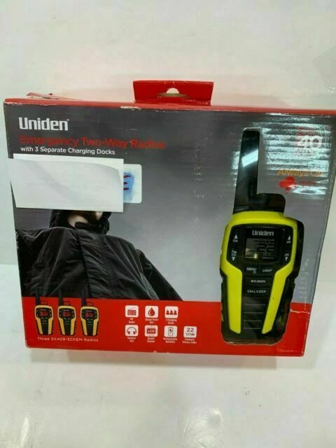 Uniden Emergency Two-Way Radios 40 miles Black & Yellow SX409-3CKEM 3 Pack NEW - Image 1 of 1
