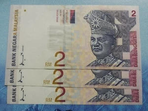 1996 RM 2 Ringgit 8th Series Sign A Don 3 pcs running no UNC Lot #3 - Picture 1 of 2