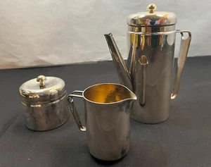 Mid Century Modern PM Italy Fine Italian Silber Teller Kaffeekanne Sahne Zucker - Bild 1 von 18