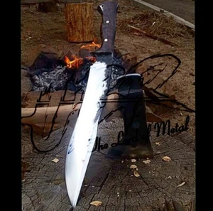 CUCHILLO BOWIE DE CAZA UBR PERSONALIZADO HECHO A MANO ACERO AL CARBONO CON FUNDA DE CUERO - Imagen 1 de 1