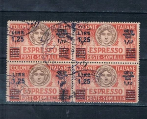 Somalia 1927 Variety Perf. 14 PostMarked w/Gum Sc#E7a Italy Colony Block High CV - Picture 1 of 2