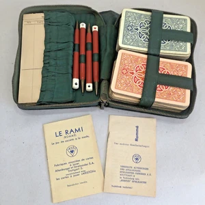 Vintage Bridge Set in Leather Case, 2 sets of Cards, Score Cards by ROMME FR /DE - Picture 1 of 15