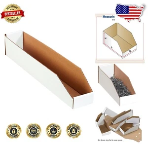 Pack of 50 Open Top Bin Boxes, 4x24x4.5 Inches - Easy Assembly & Durable - Picture 1 of 7