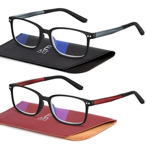 EASY READ 2 Pairs Sporty Style Reading Glasses for Men,Rectangular Blue Light... - Picture 1 of 6