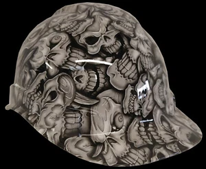 Sombrero rígido Hydro Dipped de alto brillo blanco calaveras de locura suspensión de trinquete de 6 puntos - Imagen 1 de 8