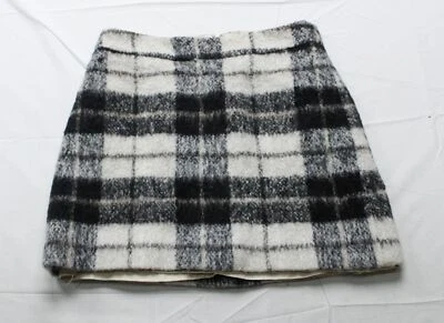 Kate Spade Women's Wool Blend A Line Plaid Print Skirt EJ1 White/Black Size 6  - Image 1 of 4