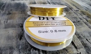 Jewelry Wire, Gold Colour, 22 Gauge,0.6mm, 7 mtr, Nickel Free. - Picture 1 of 1
