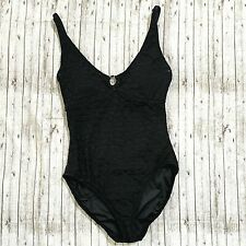 Anne Cole Collections Womens Black One Piece Swimsuit Circles Size 6 Padded