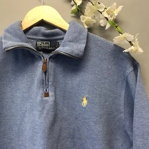 Polo by Ralph Lauren Men’s 1/4 Zip Sweater Blue Long Sleeve Collar Size Lg [R] - Picture 1 of 5