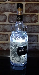 The Kraken Black Spiced Rum Empty Bottle 750ml Beige Label w/ Fairy Lights  - Picture 1 of 7