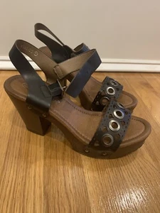 Nature Breeze Black/Brown Block Heels 7.5 - Picture 1 of 8