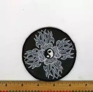 Embroidered Black & White Yin Yang Double Dorje Patch Fair Trade Nepal 3" Round - Picture 1 of 7