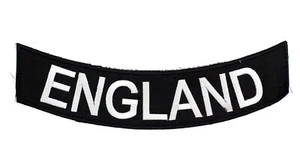 England White on Black Iron on Bottom Rocker Large Patch for Jacket Vest - Picture 1 of 2