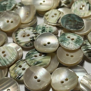 Beige/Natural Japanese Turbo/Snail Shell Button Green Back 8mm,13mm,17mm 2hole - Picture 1 of 9