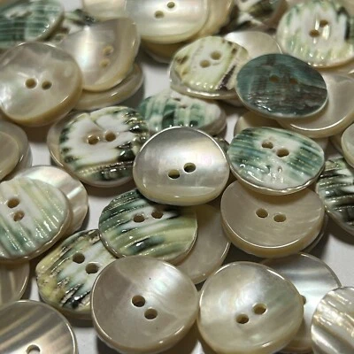 Beige/Natural Japanese Turbo/Snail Shell Button Green Back 8mm,13mm,17mm 2hole - Image 1 of 4