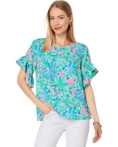 Lilly Pulitzer Women's (XXS) Darlah Lileeze Top in Soleil Pink Good Hare Day - Picture 1 of 11