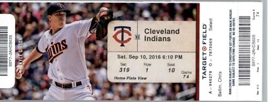 克利夫兰印第安人对明尼苏达双城队2016年9月10日全票-米格尔·萨诺人力资源 — 第 1/2 张图片
