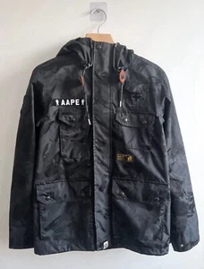 AAPE by A Bathing Ape Black Camo Hooded Jacket size S - Picture 1 of 9